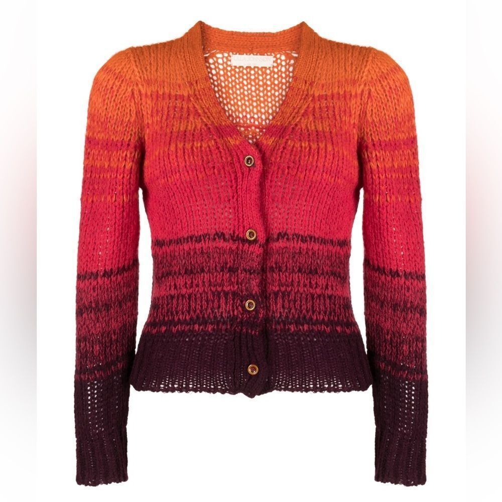 Ulla Johnson Gradient Knit Cardigan in Orange, Pink & Burgundy